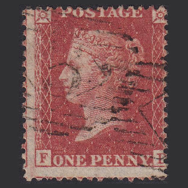 GB QV 1857 1d Rose-red (Plate 48) SG40-C10(1) FD GU London IS 3 Misperf