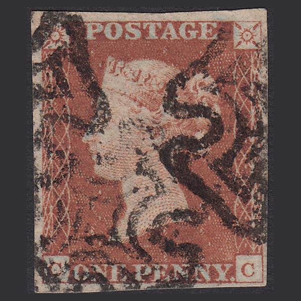 GB QV 1841 1d (Plate 20) SG8-B1(1) CC FU 4M Imperf Multiple Maltese Cross