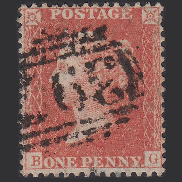GB QV 1857 1d Pale Red (Plate 40) SGC9(3) BG FU
