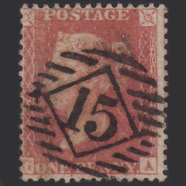GB QV 1857 1d Pale Rose (Plate 62) SG39-C10(3) GA GU London IS 15