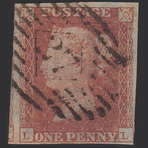 GB QV 1841 1d Red-brown Pl 88 SG8-B1(1) LL GU nr 4M Imperf London IS 27