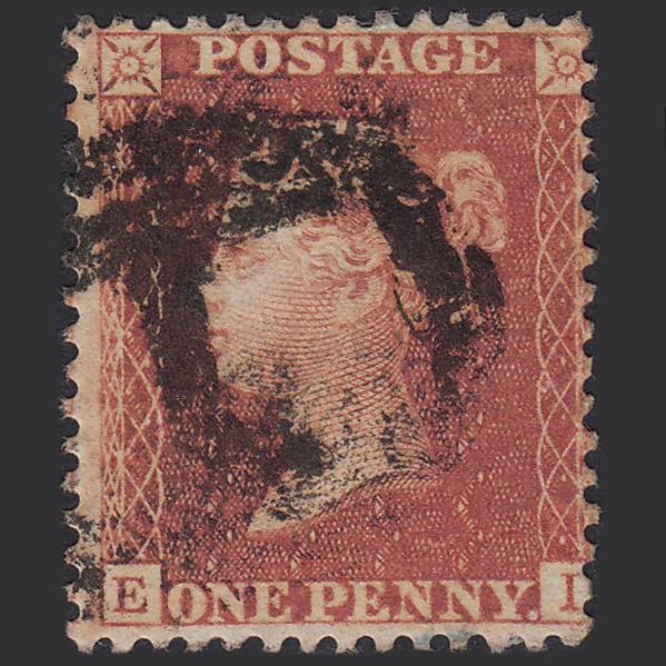 GB QV 1856 1d Red-brown (Plate 46) SG29-C8(1) EI GU Abergavenny 1