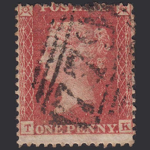 GB QV 1857 1d Rose-Red Transitional (Plate 36) SGC9A(3) TK FU Minehead 779