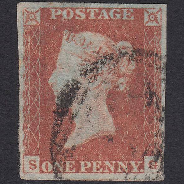 GB QV 1841 1d Red-brown (Plate 85) SG8-B1(1) SG GU 4 Margins