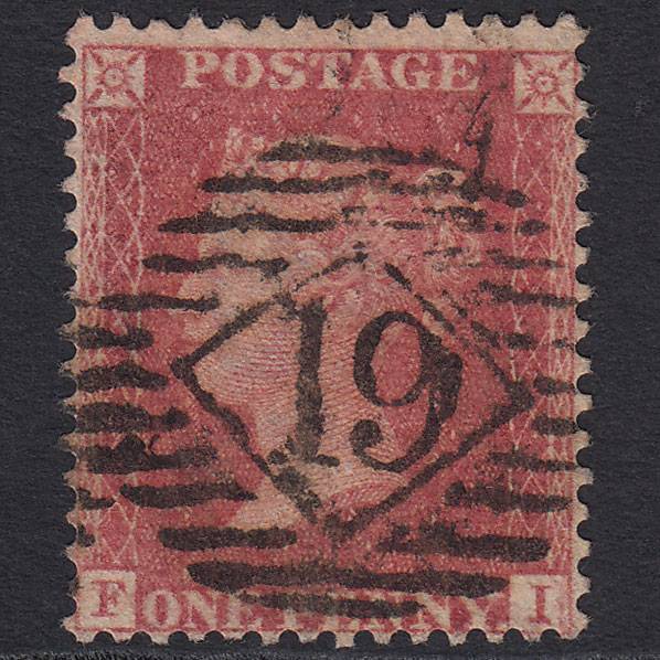GB QV 1857 1d Rose-red (Plate 55) SG40-C10(1) FI FU London IS 19