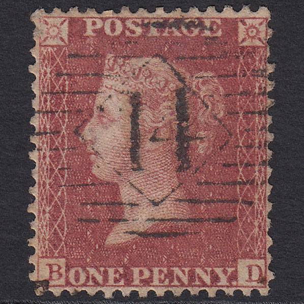 GB QV 1857 1d Rose-red (Plate 43) SG40-C10(1) BD GU London IS 14