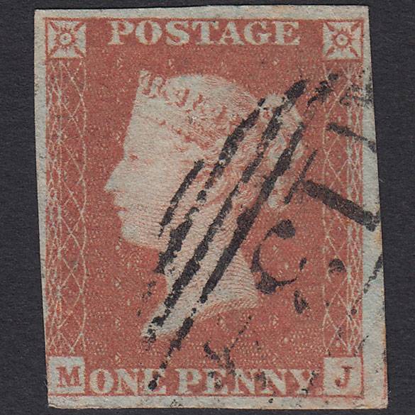 GB QV 1841 1d Red-brown Pl 94 SG8-B1(1) MJ GU nr 4 Margins Bristol 134