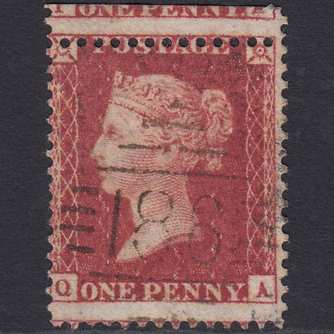 GB QV 1857 1d Rose-red (Plate 43) SG40-C10(1) QA FU Dublin 186 Misperf