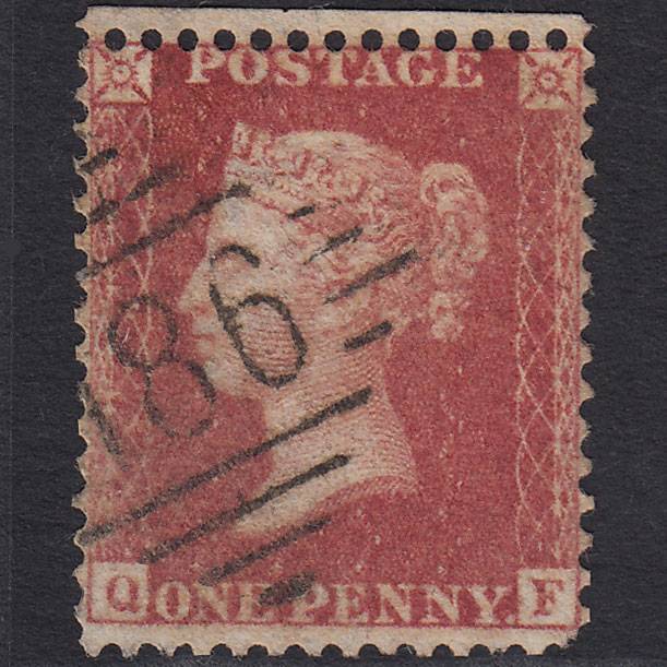 GB QV 1857 1d Rose-red (Plate 43) SG40-C10(1) QF GU Dublin 186