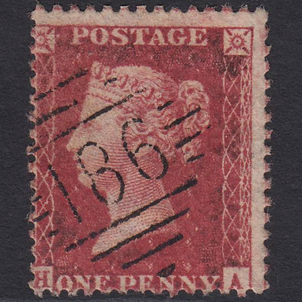 GB QV 1857 1d Deep Rose-red (Plate 46) SG41-C10(4) HA FU Dublin 186 Misperf