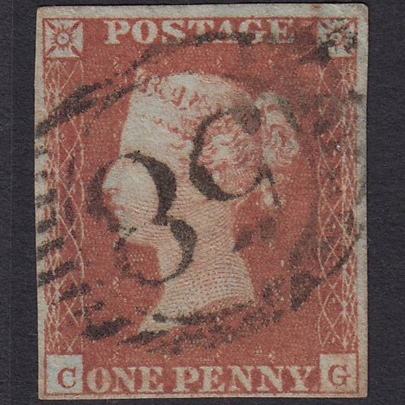 GB QV 1841 1d Red-brown Pl 95 SG8-B1(1) CG FU 4 Margins London D&S 58