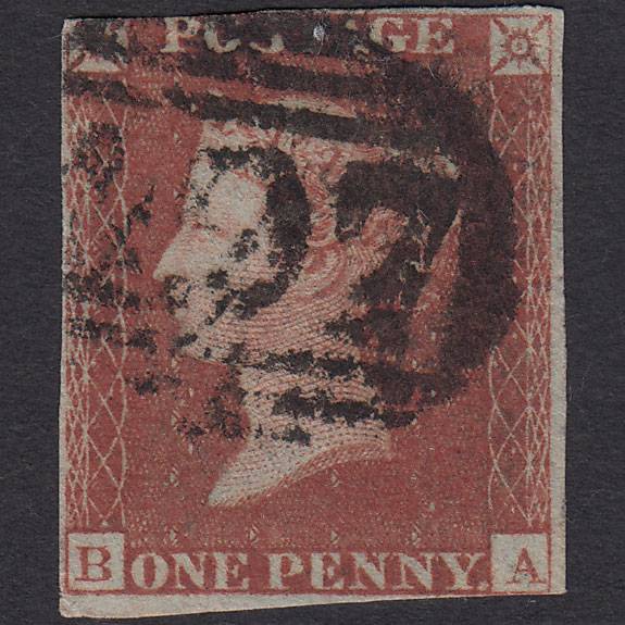 GB QV 1841 1d Red-brown (Plate 155) SG8-B2(1) BA GU 3 Margins