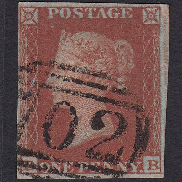 GB QV 1841 1d Red-brown Pl 165 SG8-B2(1) BB FU 4 Margins Sherborne 702