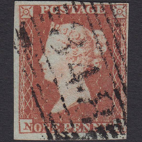GB QV 1841 1d Red-brown Pl 90 SG8-B1(1) NL FU 4 Margins Portobello 348