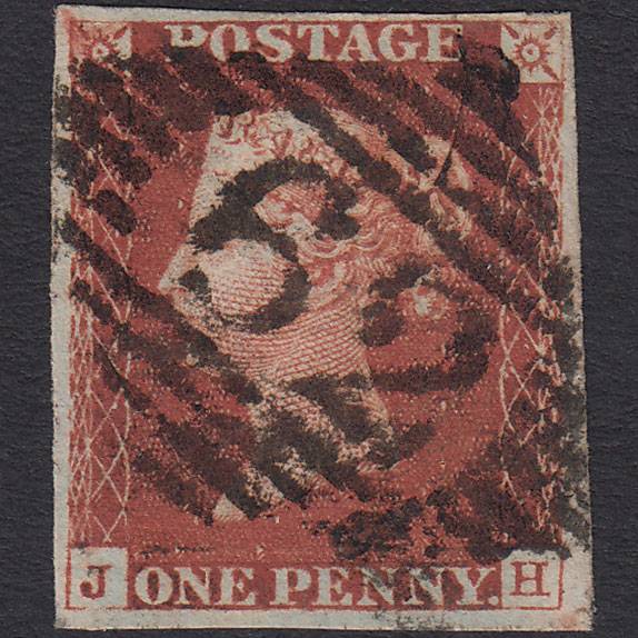 GB QV 1841 1d Deep Red-brown (Plate 64) SG10-B1(4) JH FU 4M Belfast 62