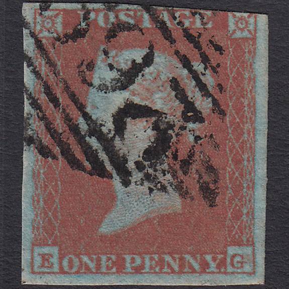 GB QV 1841 1d Very Blued (Plate 105) SG8a-B1(2) EG GU 3 Margins Kilkeel 268
