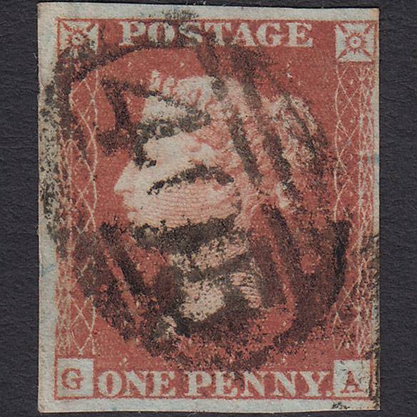 GB QV 1841 1d Red-brown (Plate 100) SG8-B1(1) GA GU 4 Margins Ipswich 405