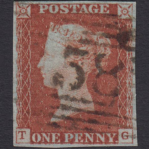 GB QV 1841 1d Red-brown (Plate 61) SG8-B1(1) TG FU 4 Margins