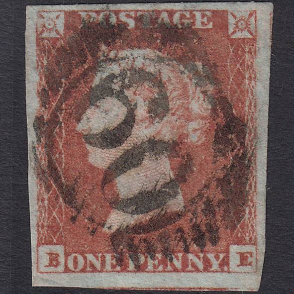 GB QV 1841 1d Red-brown (Plate 80) SG8-B1(1) BE FU 4 Margins London D&S 60