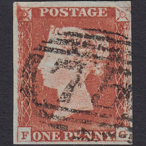 GB QV 1841 1d Pale Red-brown (Plate 61) SG9-B1(3) FG FU 4M Birmingham 75