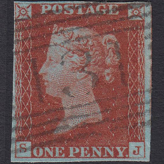 GB QV 1841 1d Very Blued (Plate 58) SG8a-B1(2) SJ VFU 4M Edinburgh 131