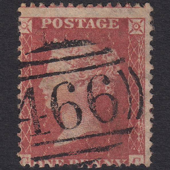 GB QV 1857 1d Rose-red SG40-C10(1) GC GU Liverpool 466 Misperf