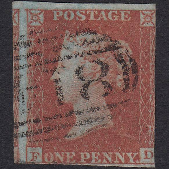 GB QV 1841 1d Red-brown (Plate 109) SG8-B1(1) FD GU 3 Margins Truro 814