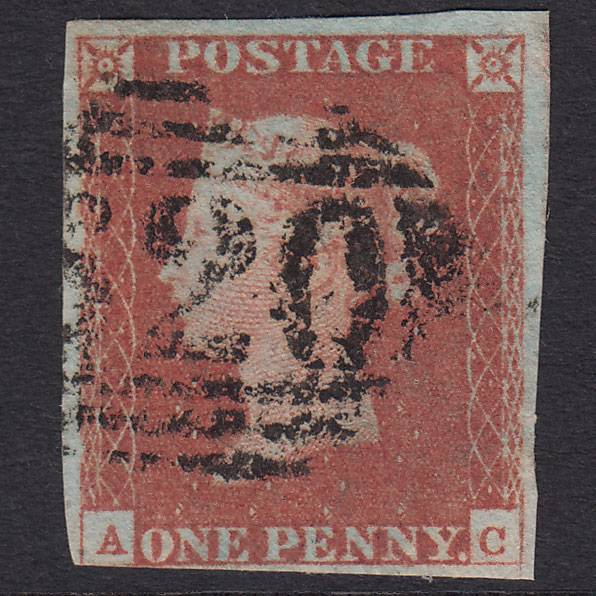 GB QV 1841 1d Red-Brown Plate 71 SG8-B1(1) AC GU Nr 4 Margins