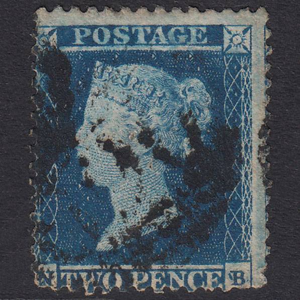 GB QV 1855 2d Blue Plate 4 SG23-F2 NB PU Later State? Pinhole