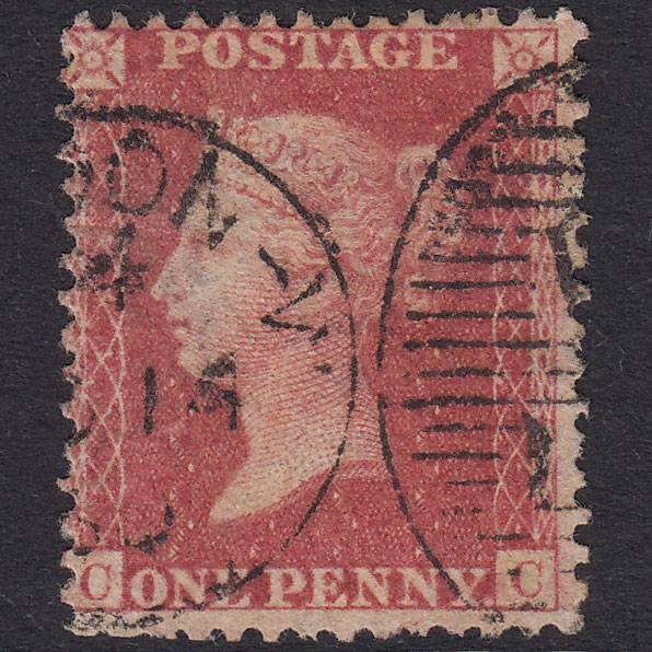 GB QV 1857 1d Rose-Red Plate 38 SG40-C10(1) CC GU London D&S Cancel