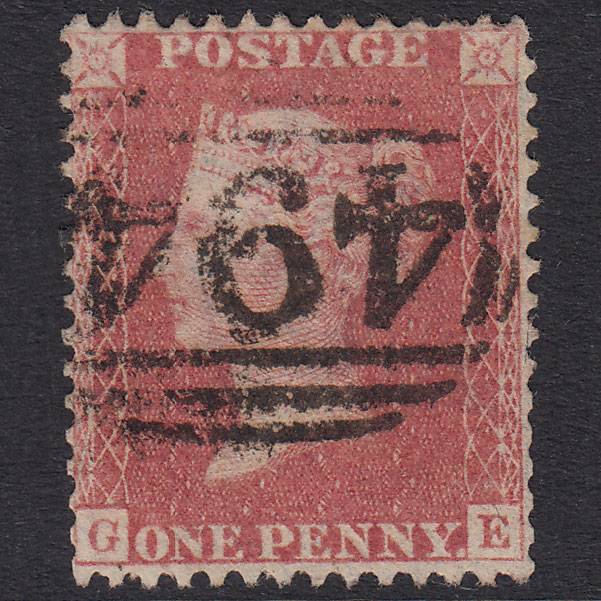 GB QV 1857 1d Pale Rose Plate 34 SG39-C10(3) GE GU Maldon 494