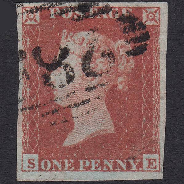 GB QV 1841 1d Red-Brown Plate 168 SG8-B2(1) SE FU 4 Margins Kilrush 285