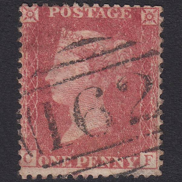 GB QV 1857 1d Pale Rose Plate 66 SG39-C10(3) CF GU Cardiff 162