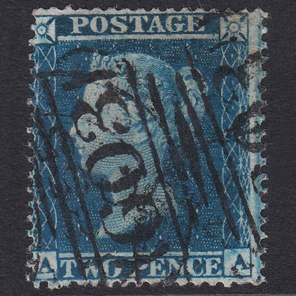 GB QV 1855 2d Blue Plate 5 SG27-F5 AA GU Oxford 603 Well Centred