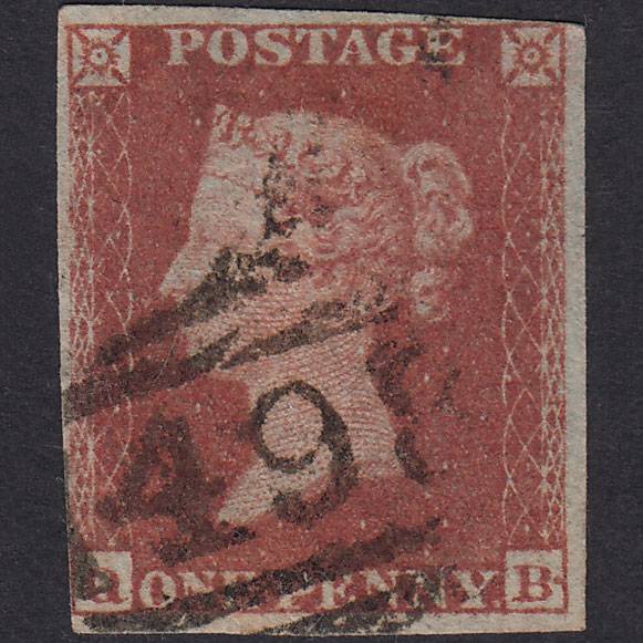 GB QV 1841 1d Pl 157 SG8-B2(1) Const Var QB FU Nr 4M Manchester 498