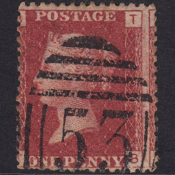 GB QV 1864 1d Lake-Red Plate 220 SG44-G1(2) TB GU Misperf