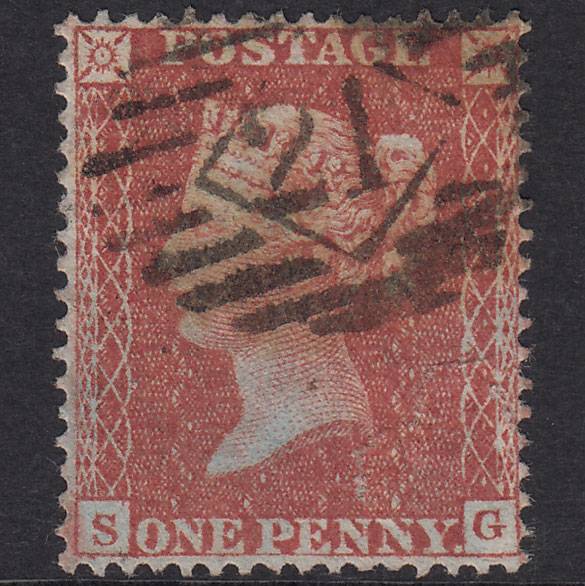 GB QV 1855 1d Red-Brown Plate 4 SG21-C4(1) SG GU London IS 21