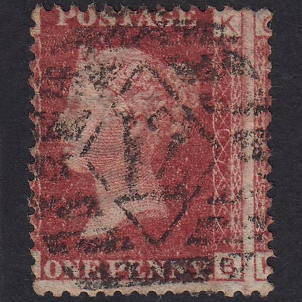 GB QV 1864 1d Plate 207 SG44-G1(2) KB GU London IS 12 Large Misperf