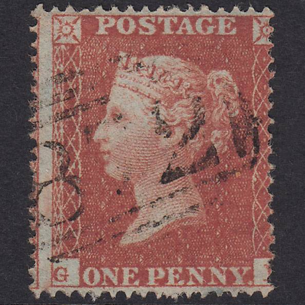 GB QV 1855 1d Red-Brown Plate 1 SG21-C4(1) GI VFU Wetherby 872 Misperf