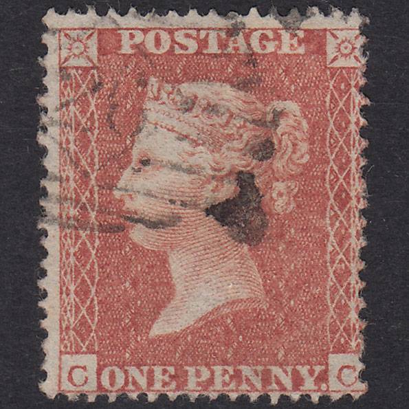 GB QV 1855 1d Red-Brown Plate 1 SG21-C4(1) CC FU Light Cancel