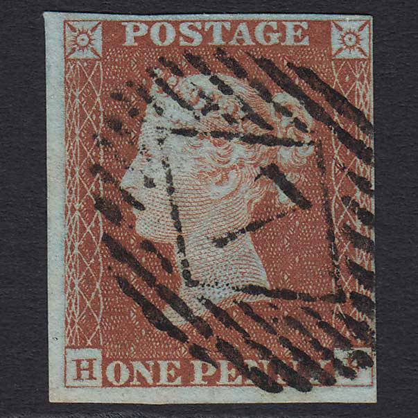 GB QV 1841 1d Red-brown (Plate 43) (SG8) 'HF' FU 4M Imperf London IS 7