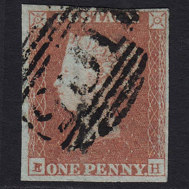 GB QV 1841 1d Red-brown (Plate 97) (SG8) 'EH' GU 4 Margins