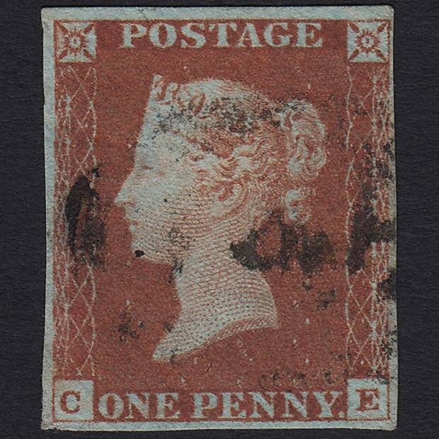 GB QV 1841 1d Red-brown (Plate 69) SG8-B1(1) CE GU Light Cancel 4M Imperf