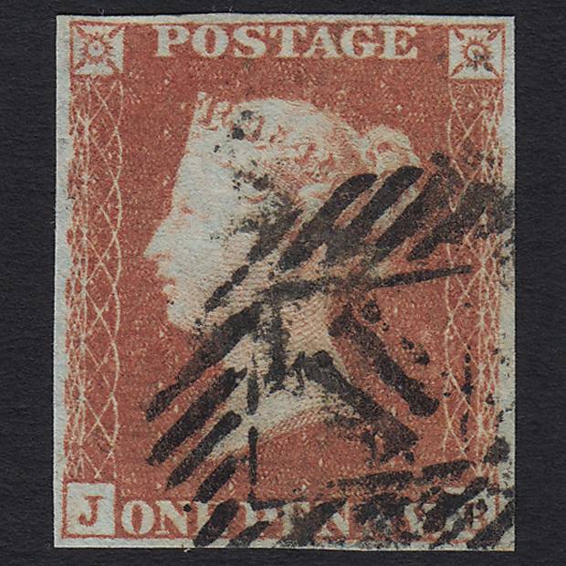 GB QV 1841 1d Red-brown (Plate 87) SG8-B1(1) JB FU London IS 11 4M Imperf