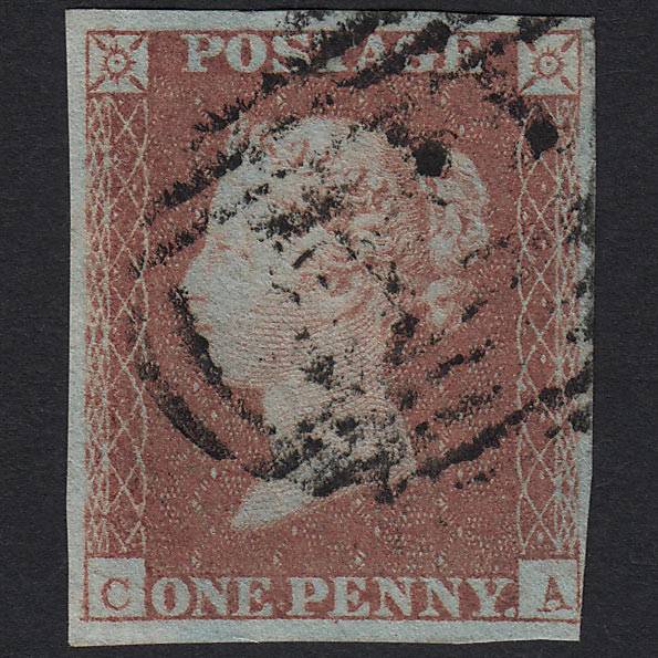GB QV 1841 1d Red-brown (Plate 97) SG8-B1(1) CA GU nr 4 Margins