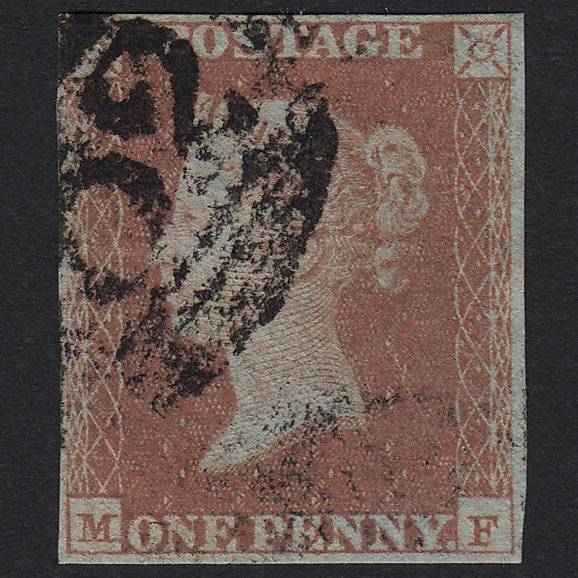 GB QV 1841 1d Red-brown (Plate 129) SG8-B2(1) MF FU 4 Margins