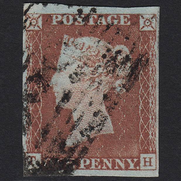 GB QV 1841 1d Red-brown (Plate 64) SG8-B1(1) TH FU in Scotland 4 Margins