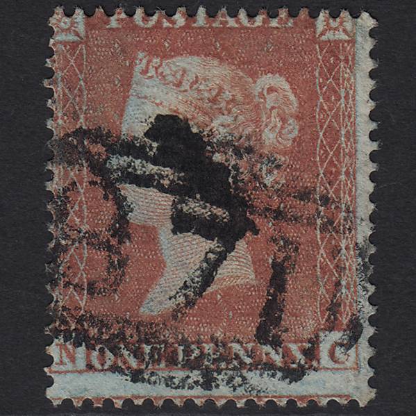 GB QV 1854 1d Red-brown (Plate 176) SG17-C1(1) NC FU Weston-super-mare 871