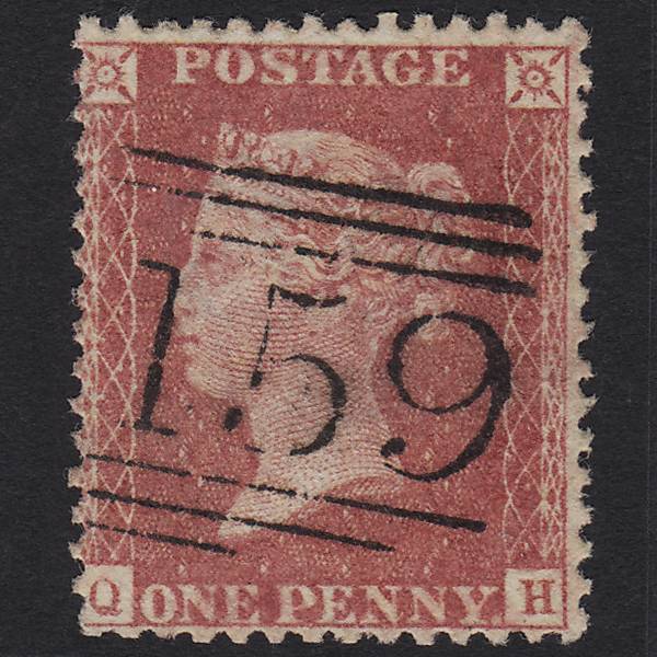 GB QV 1857 1d Rose-red (Plate 67) SG40-C10(1) QH GU Glasgow 159