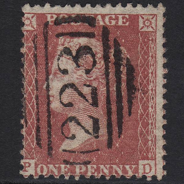 GB QV 1857 1d Rose-red (Plate 47) SG40-C10(1) PD FU Coventry 223